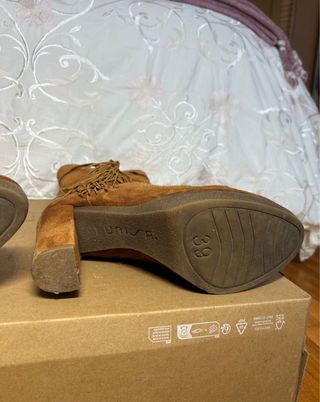 Botas Unisa Mujer Marrones Media Pantorrilla