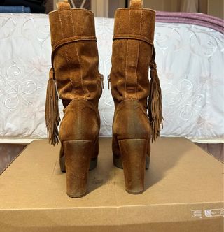 Botas Unisa Mujer Marrones Media Pantorrilla