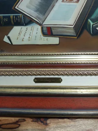 Cuadro antiguo de libros