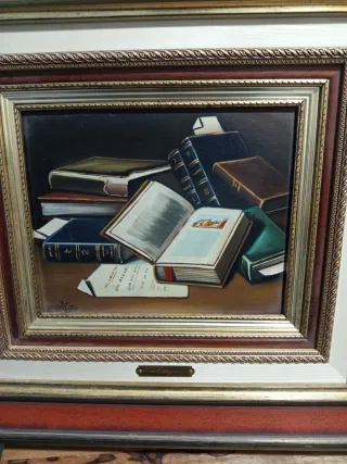 Cuadro antiguo de libros