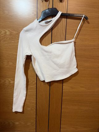 Top asimétrico manga larga