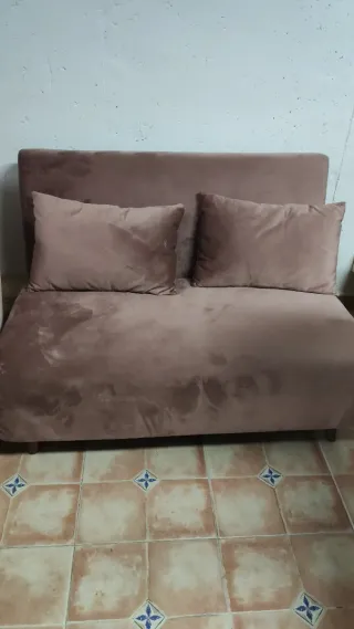 Sofá Cama Terciopelo Rosa