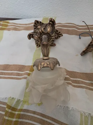 Lámparas vintage flor cristal metal dorado