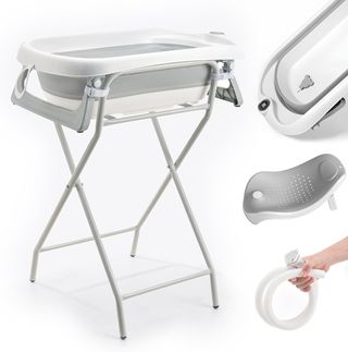 SUPERBE BEBE Bañera Plegable Bebé con Patas y Sopo