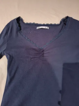 Camiseta azul marino manga larga