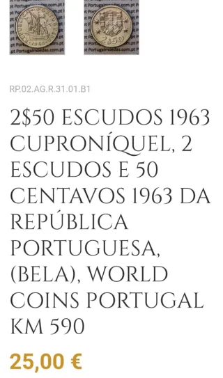 Lote 34 Moedas 2$50 Portugal