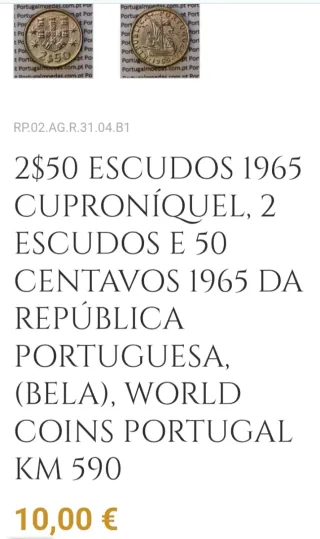 Lote 34 Moedas 2$50 Portugal