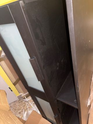 Mueble de salón madera y cristal