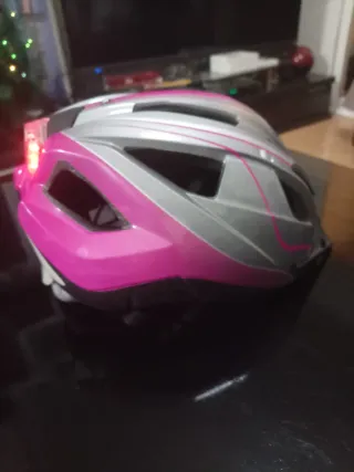Casco de bici Crivit plateado y rosa