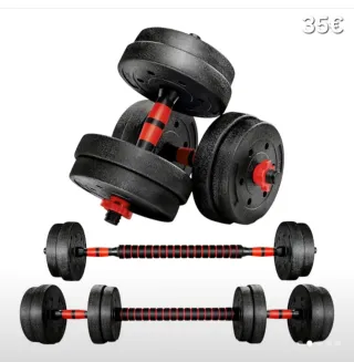 Mancuernas y Barra de Pesas Ajustables.