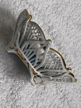 JOYERO "CAMINA" CERÁMICA ANTIGUA FILO DORADO.