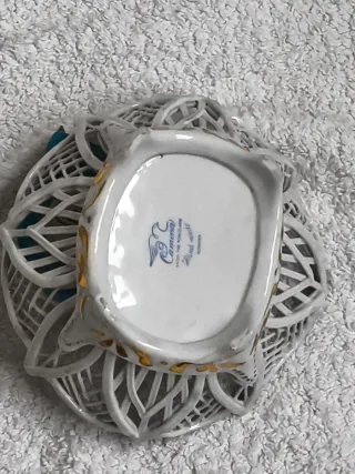 JOYERO "CAMINA" CERÁMICA ANTIGUA FILO DORADO.