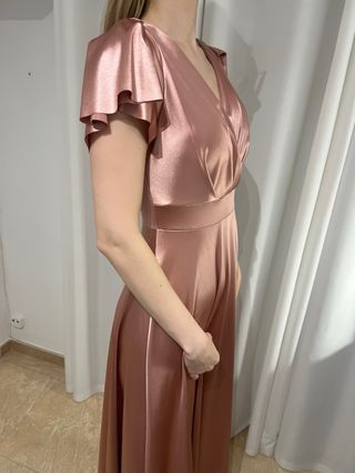 Vestido largo satinado rosa Talla M