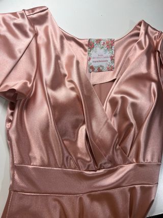 Vestido largo satinado rosa Talla M