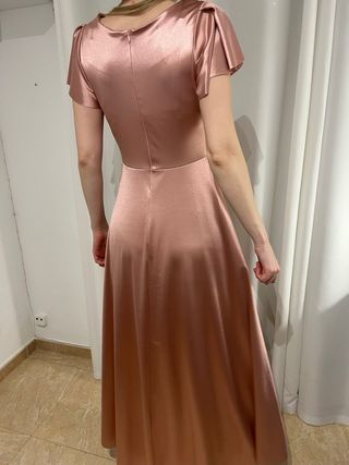 Vestido largo satinado rosa Talla M