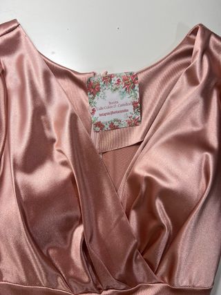 Vestido largo satinado rosa Talla M
