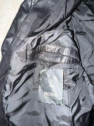 Giacca Vera Pelle Hugo Boss Nera Taglia L