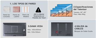 Soporte TV Pared Articulado Inclinable Giratorio
