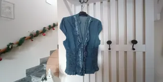 Gilet camicia jeans con volant