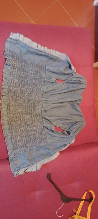 Gilet camicia jeans con volant