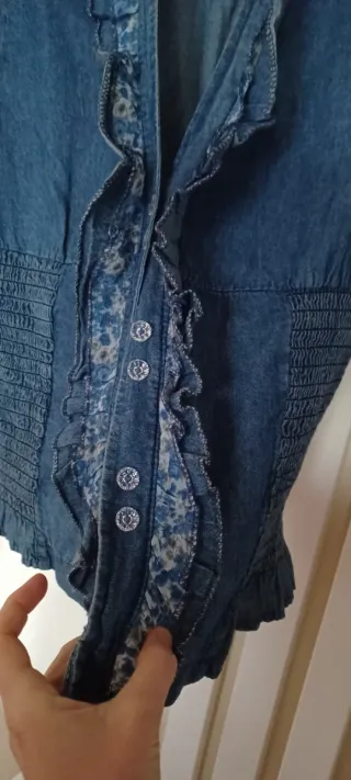 Gilet camicia jeans con volant