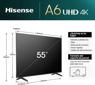 - Hisense 55A6N - UHD 4K,VIDAA Smart TV, 55 Pulg
