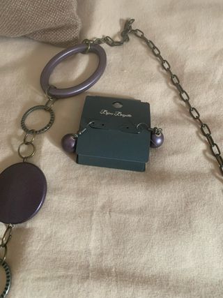 Lote 2 collares y pendientes morado/amarillo
