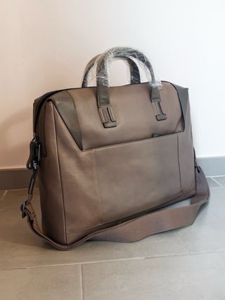 Cartella Piquadro pelle beige/grigio