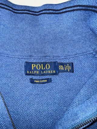 Polo Ralph Lauren Mezza Zip Cotone Pima Blu XXL