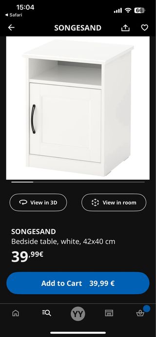 Mesita de noche IKEA SONGESAND Blanca