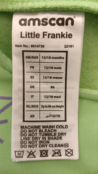 amscan - Disfraz de Frankie para bebés y niños peq