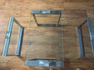 Juego de mesas centro cristal y acero