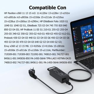 65W Cargador Adaptador Compatibile con HP Pavilion