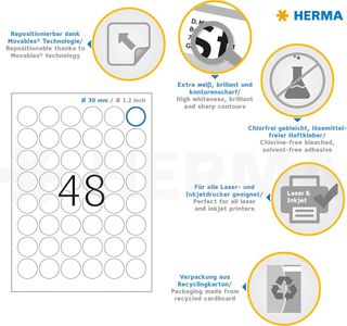 Herma 4387 - Pack de 1200 etiquetas, diámetro 30 m