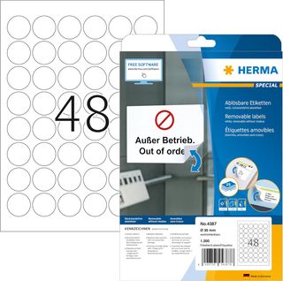 Herma 4387 - Pack de 1200 etiquetas, diámetro 30 m