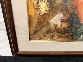 Dipinto vintage su tela con vetro