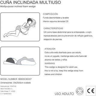 PEKITAS - Cojín Antireflujo Almohada Abdominal Inc