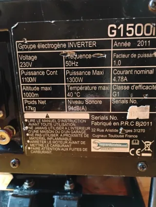 Generador Eléctrico Inverter G1500i