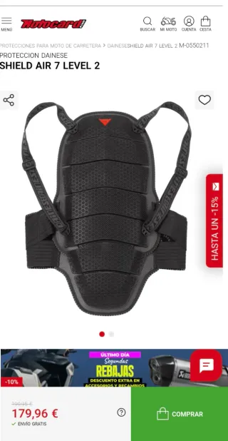 Espaldera nivel 2 cazadora moto dainese S M