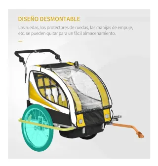 Remolque bicicleta + carrito gemelar HOMCOM