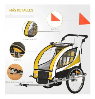 Remolque bicicleta + carrito gemelar HOMCOM