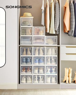 SONGMICS - Cajas para zapatos, 18 unidades, plegab