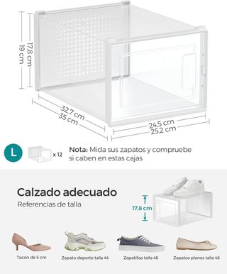 SONGMICS - Cajas para zapatos, 18 unidades, plegab
