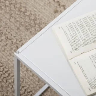 Juego de 2 Mesas Nido 40 cm Pequeña 35 cm Blanco