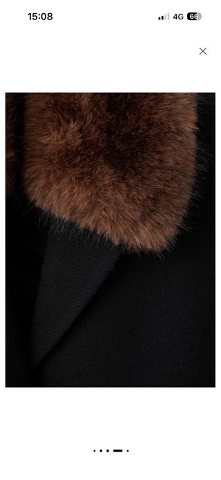 Abrigo Mango largo lana negro cuello extraíble