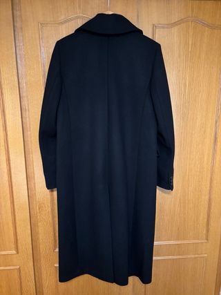 Abrigo Mango largo lana negro cuello extraíble