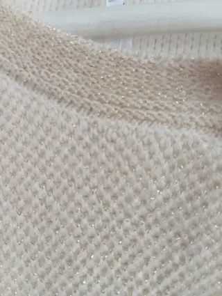Chaqueta punto crema y dorado