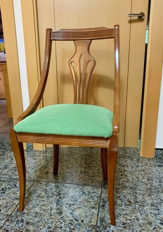 4 Sillas de Comedor Madera y Tela