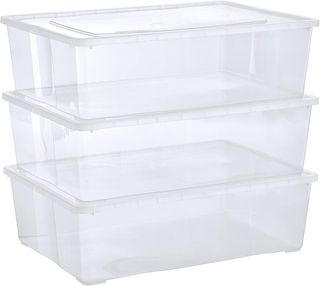 Grizzly Cajas de almacenaje 3 x 25 L grandes con t