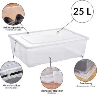 Grizzly Cajas de almacenaje 3 x 25 L grandes con t